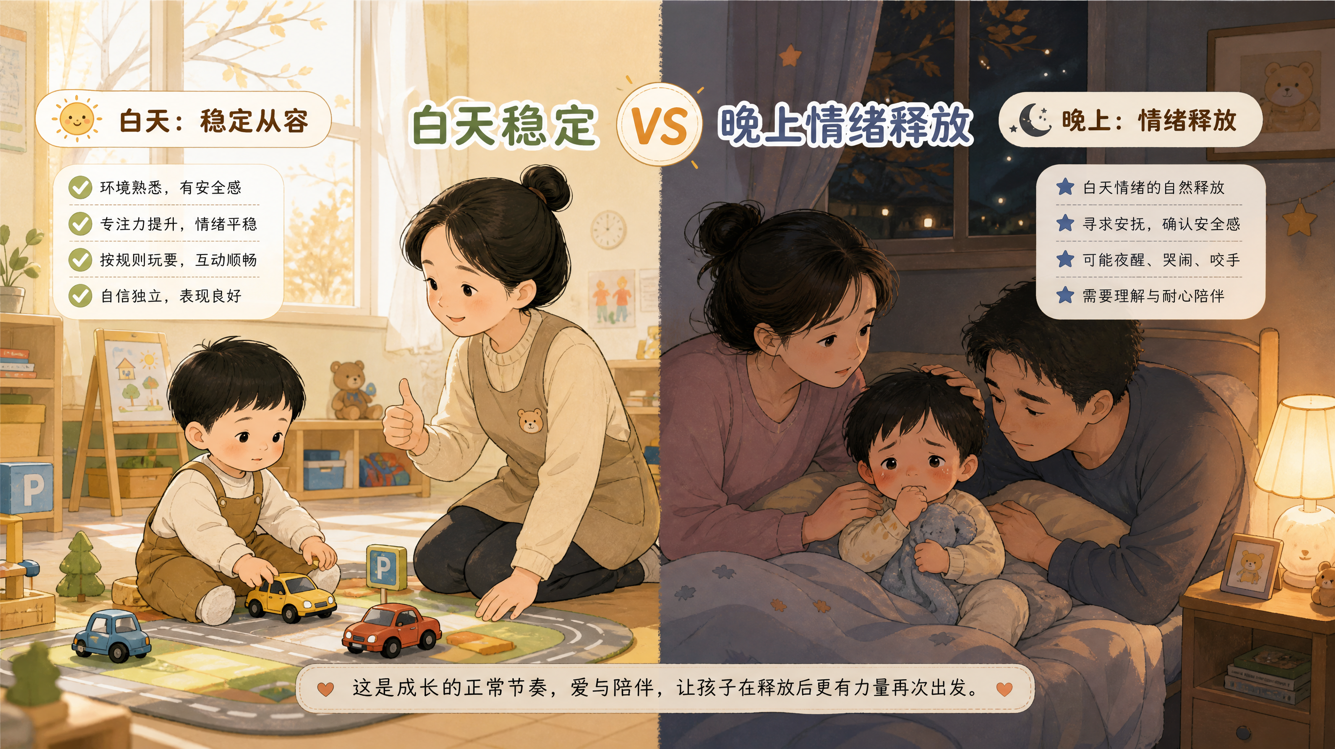 返园第二周白天不哭，晚上夜醒才是适应信号