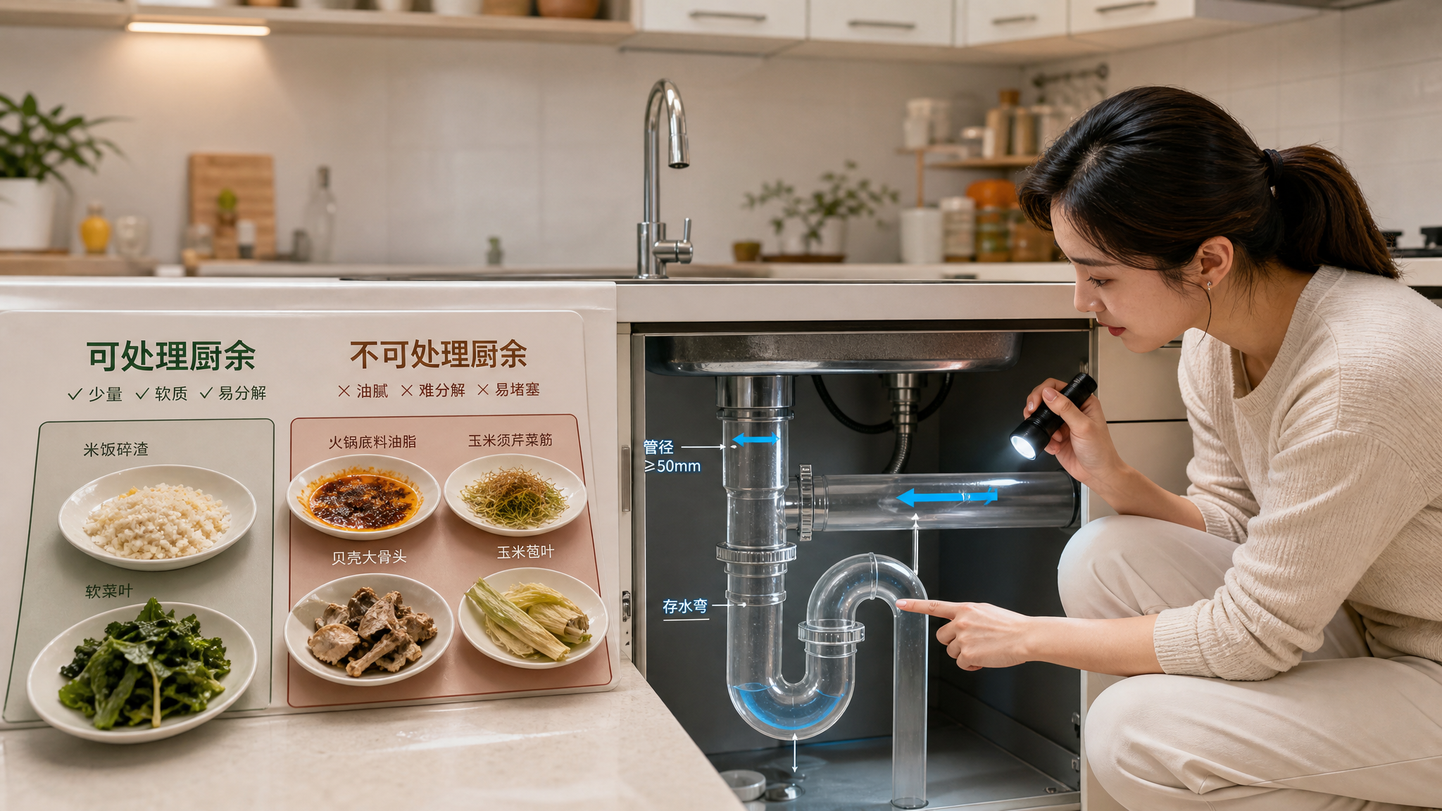 垃圾处理器越用越堵？先看这份禁忌清单和下水3要素