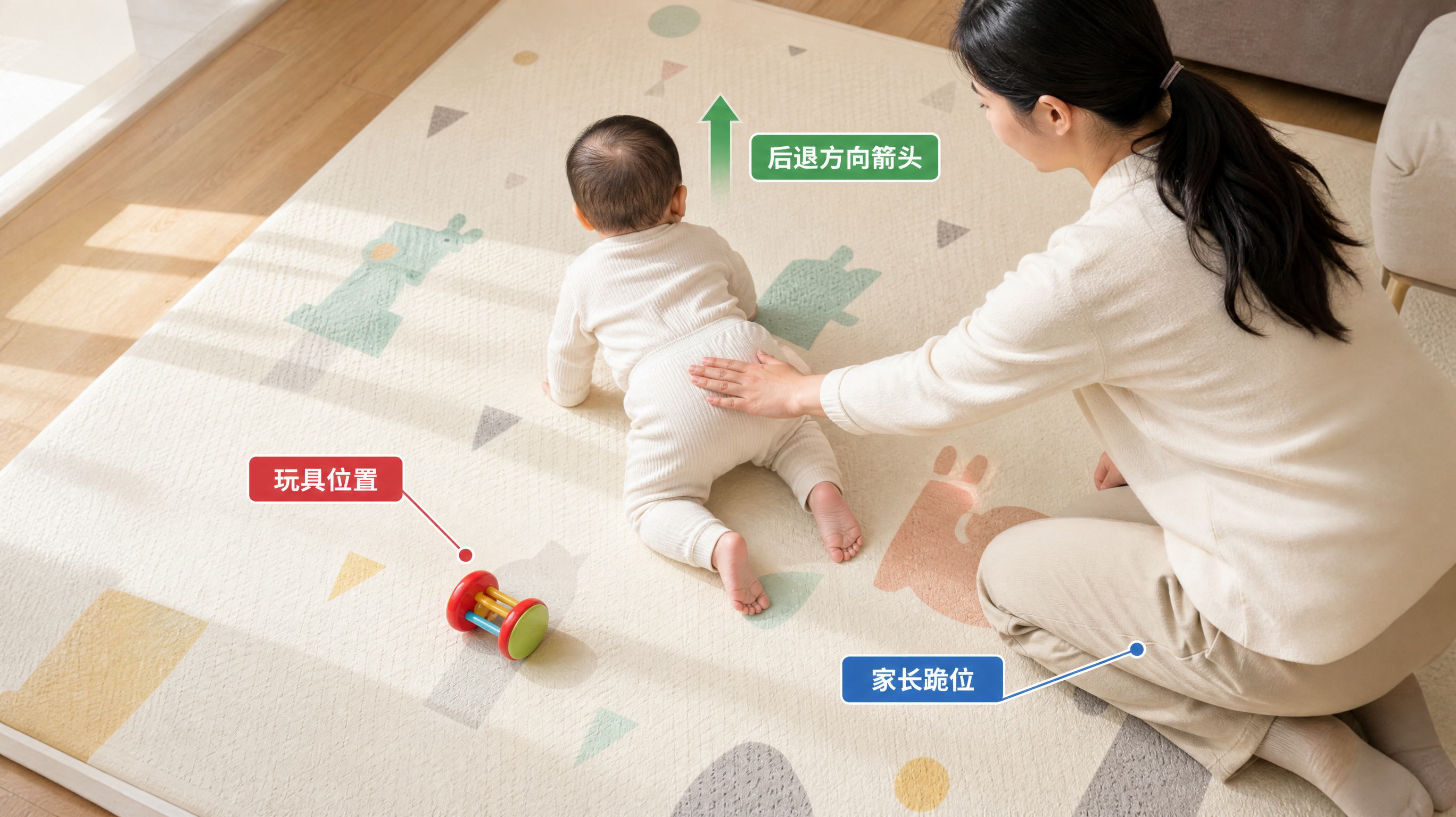 在家空间小也能练：6-10月倒退爬引导法