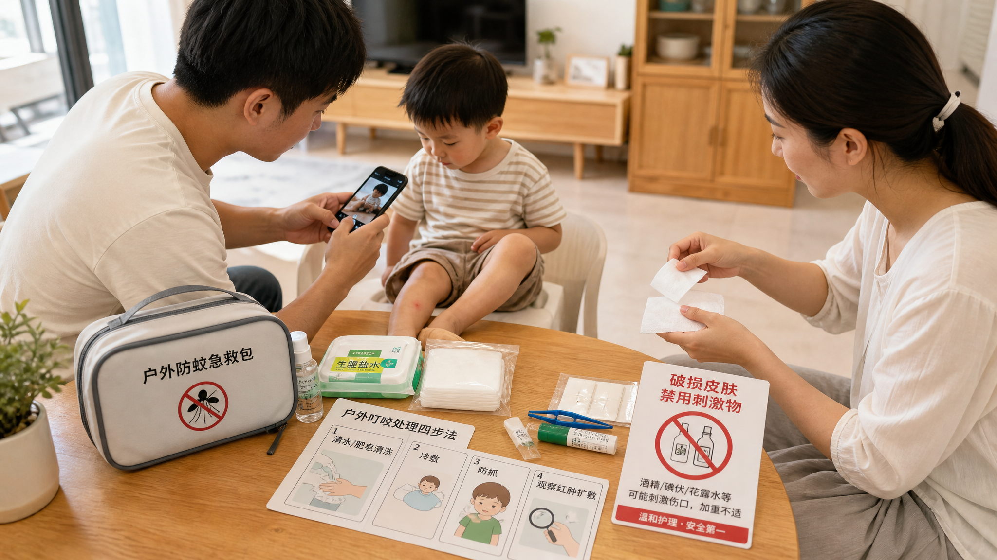 蚊子包抓破别涂花露水：4步急救+感染红灯