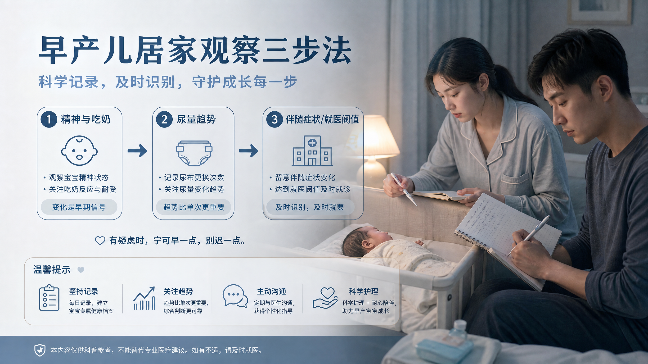 早产儿夜里发烫尿变少？3步分清脱水热还是感染