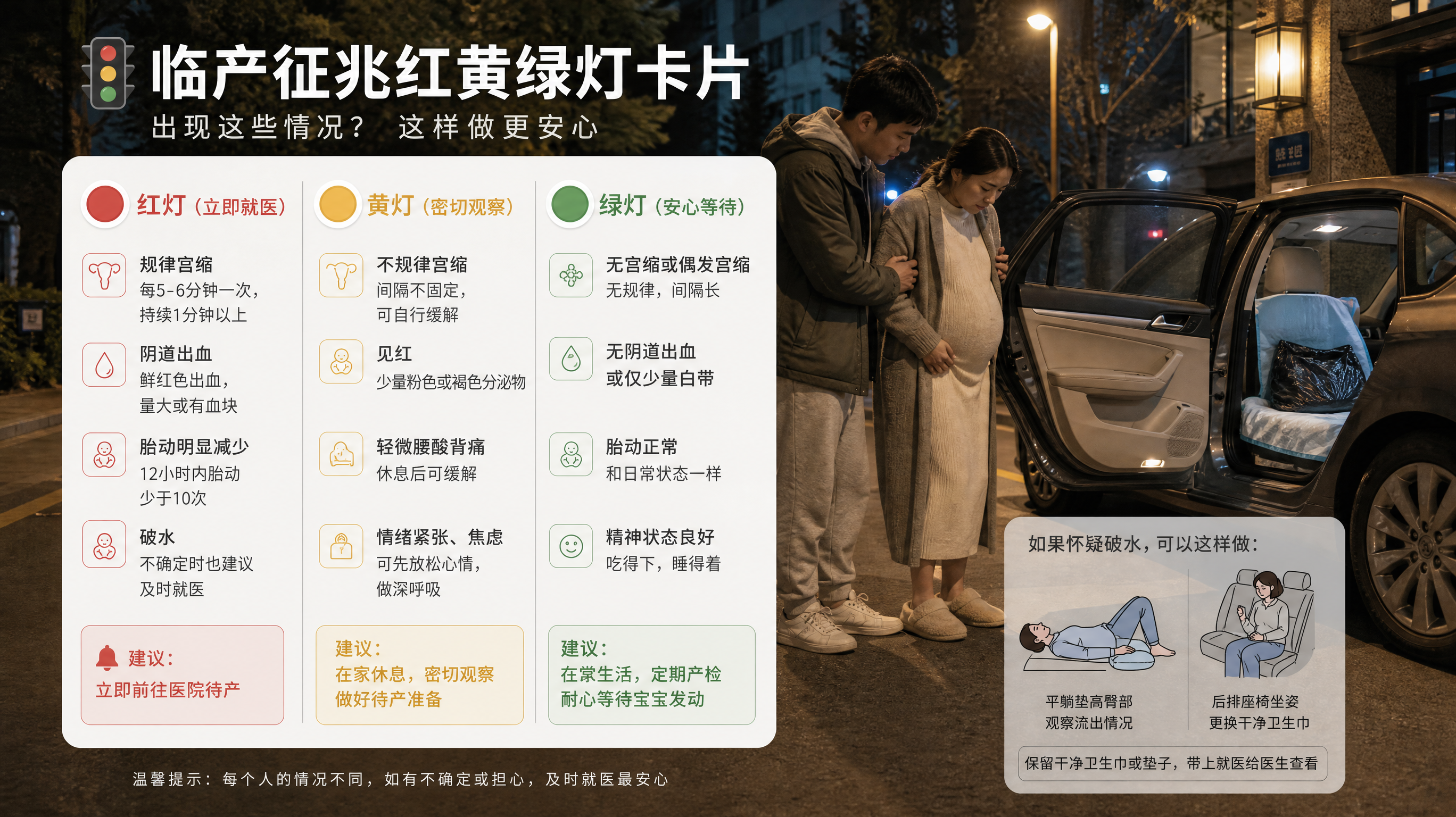 破水见红宫缩怎么去医院？一张红绿灯决定叫120还是自驾