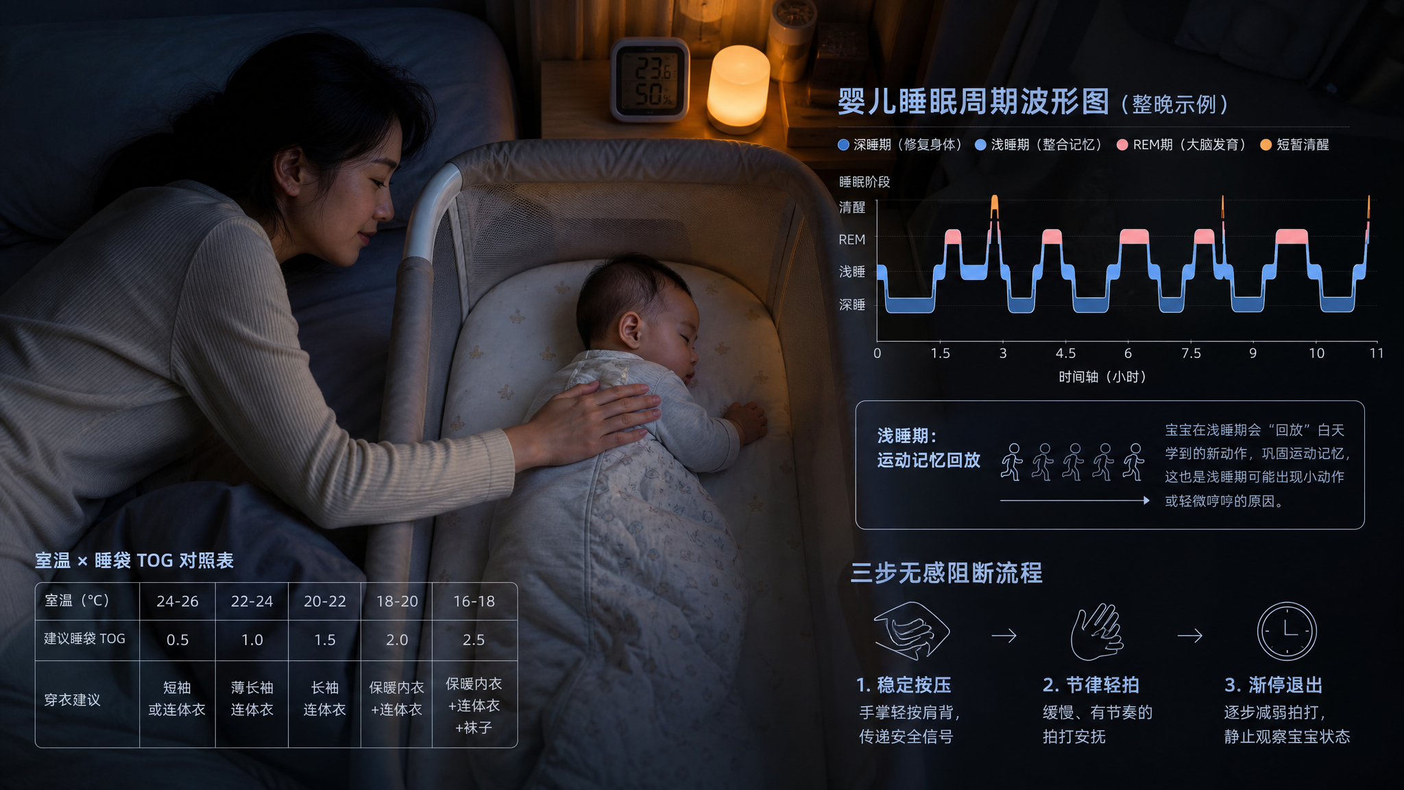 深秋夜里醒4-6次别急抱：90秒接觉法