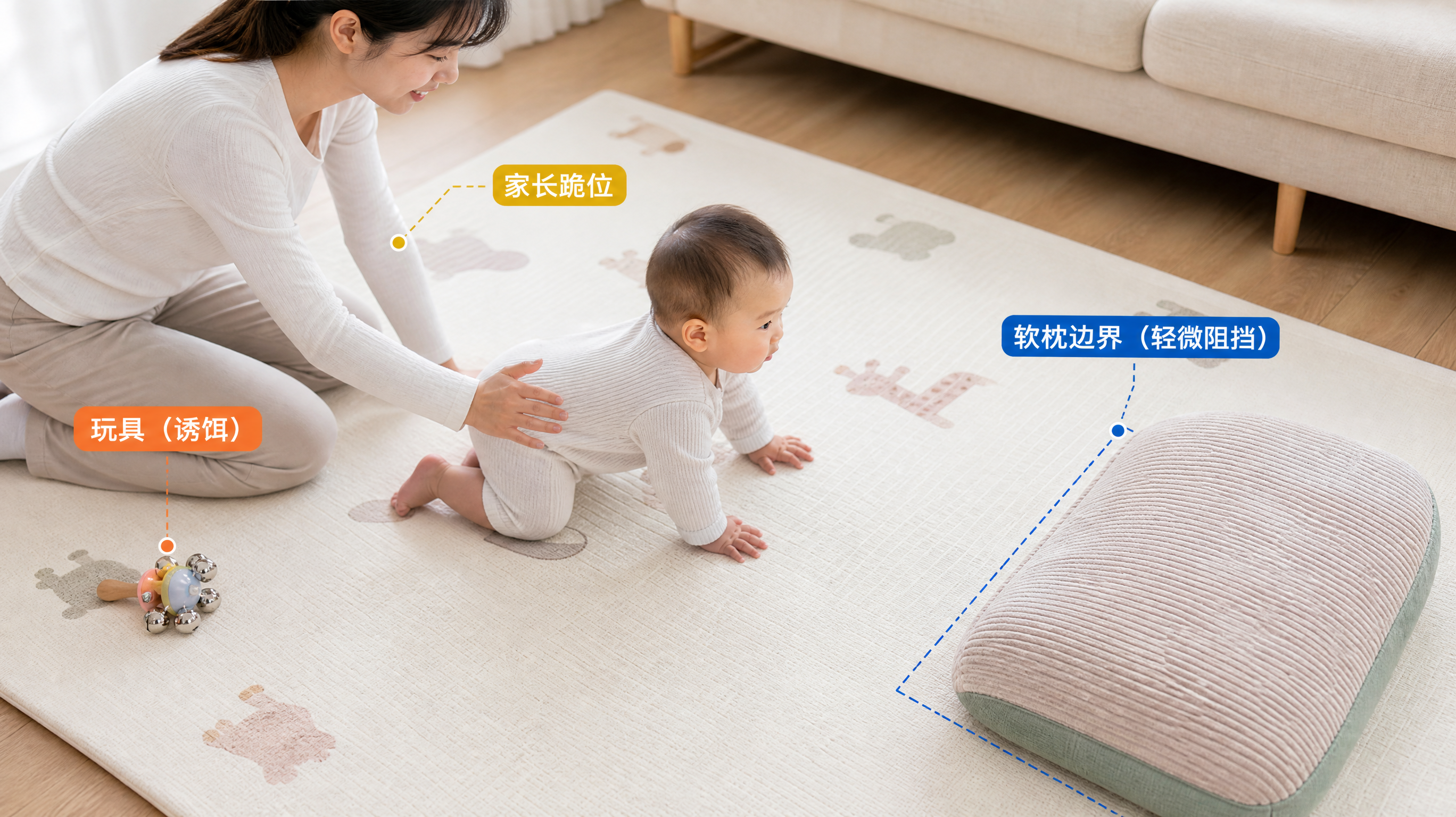 宝宝爬两下就坐？试试倒退爬：3个摆位在家练协调