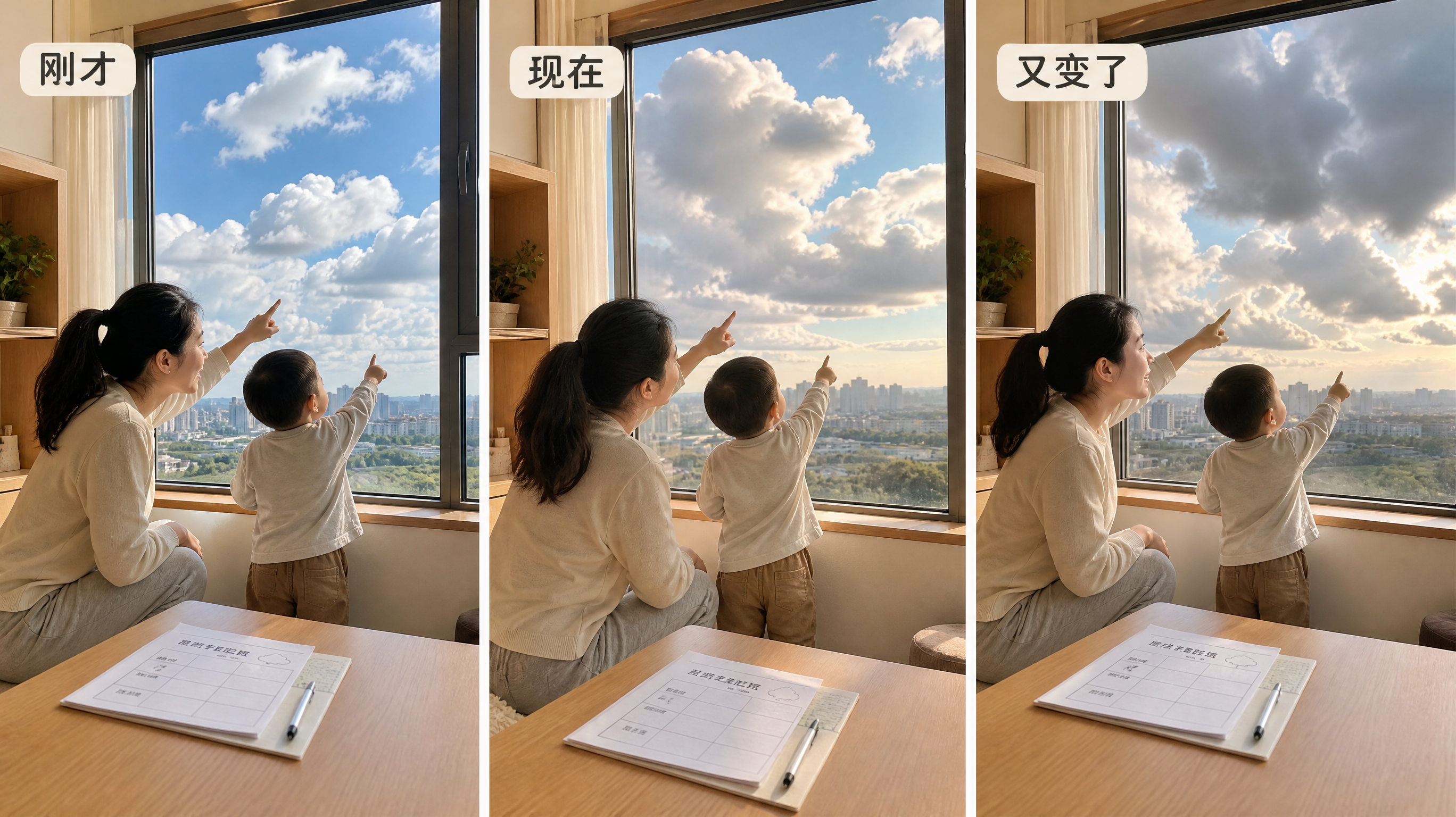 不用玩具不闯关：窗边看云3次，练专注和因果表达
