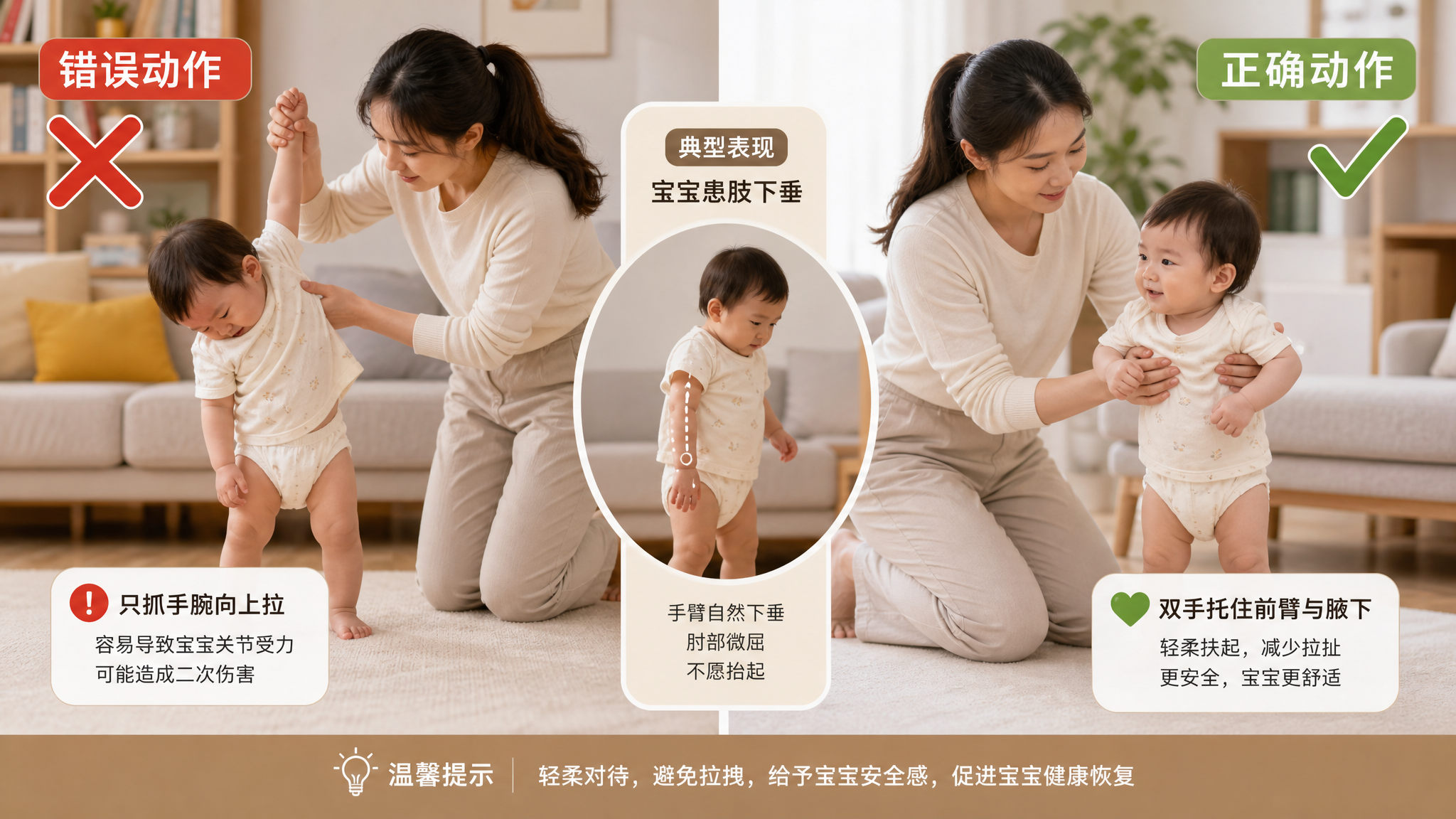 深秋穿衣牵手别一拉：宝宝牵拉肘的3个信号和处理