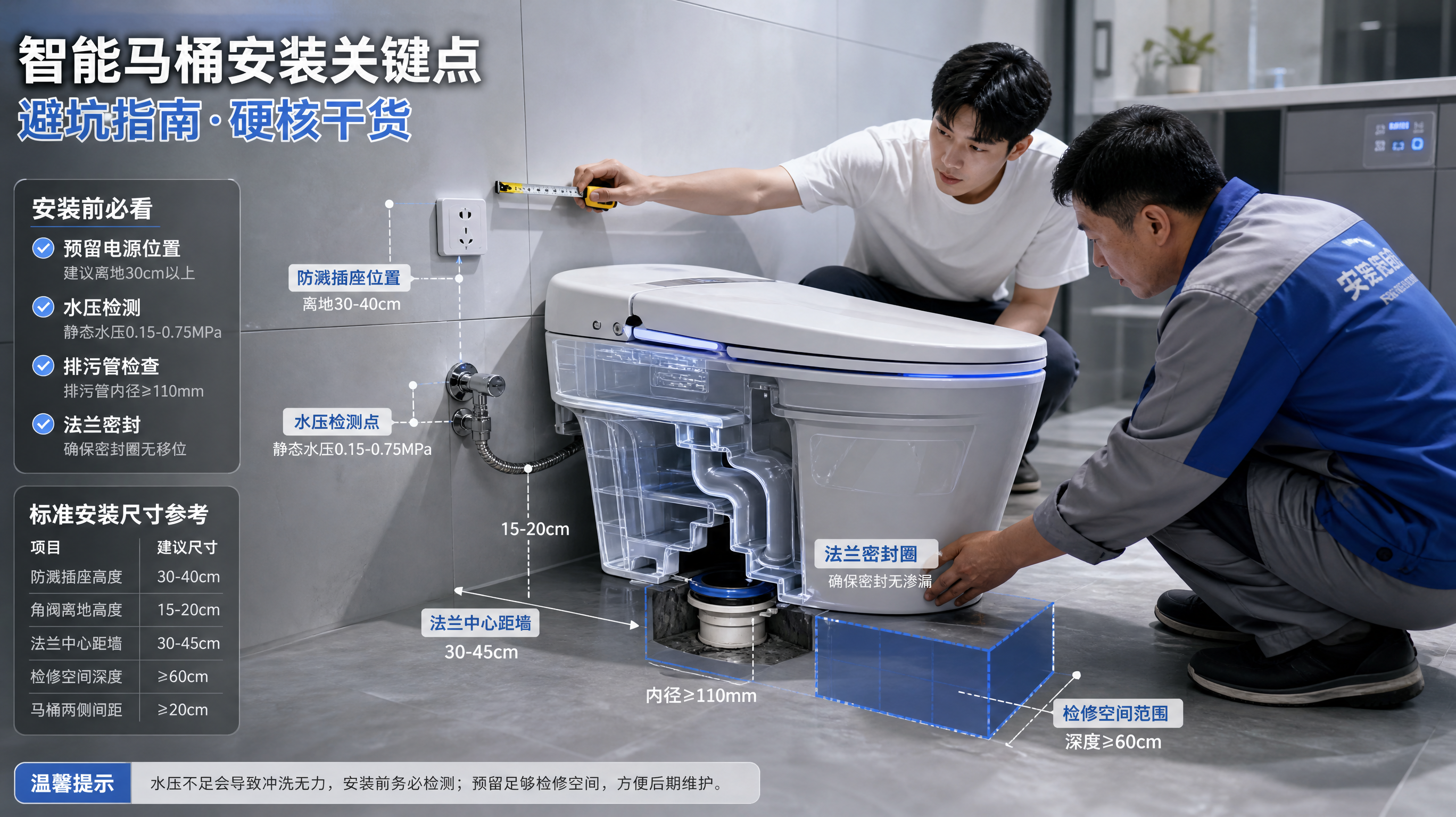 智能马桶装完才后悔？电路、水压、法兰、检修位4个坑