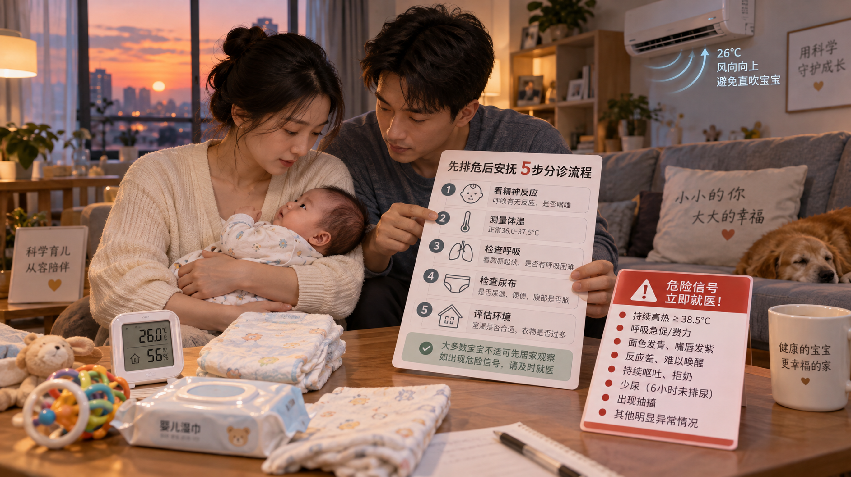 宝宝黄昏哭闹别先哄：5步先排危再安抚