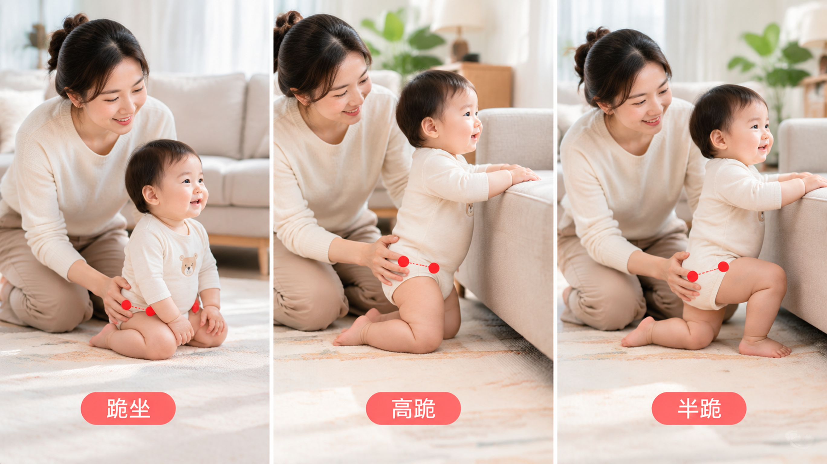 宝宝想站却总踮脚不稳？先练顺跪坐到半跪