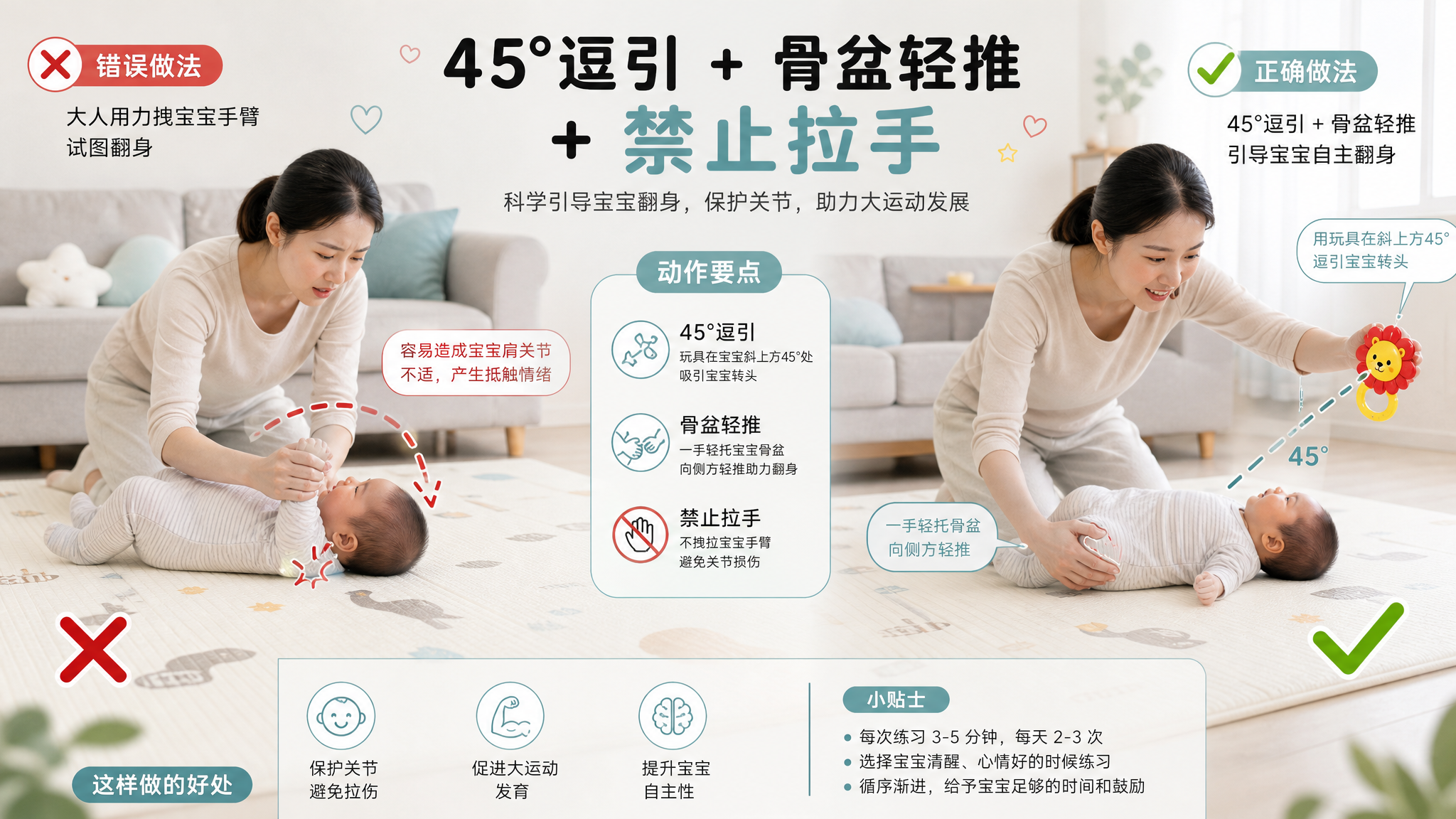 秋分前宝宝翻身闹夜？先别加衣，3个微动作更管用