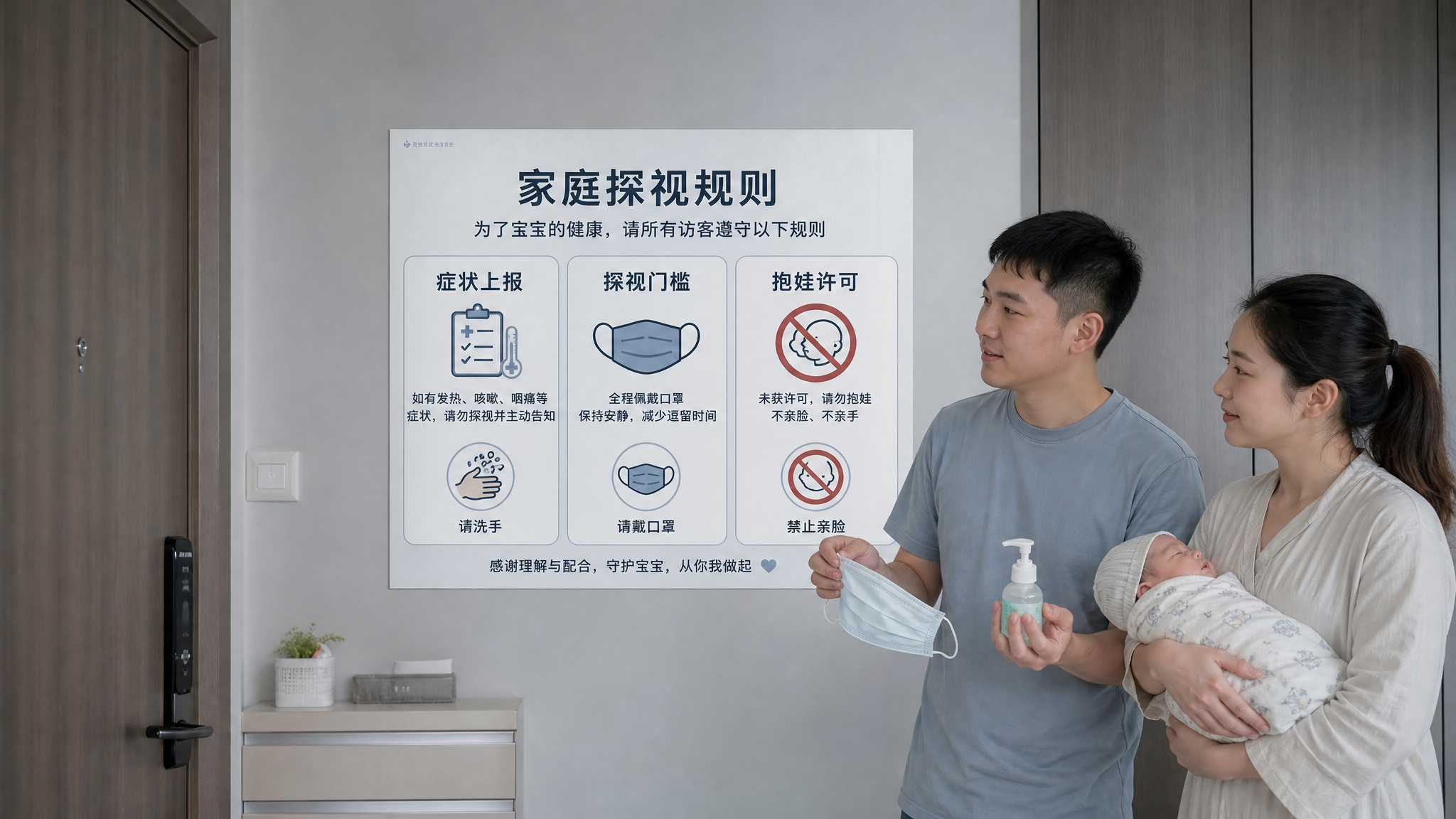 开学复工后，新生儿家要贴这张探视规则