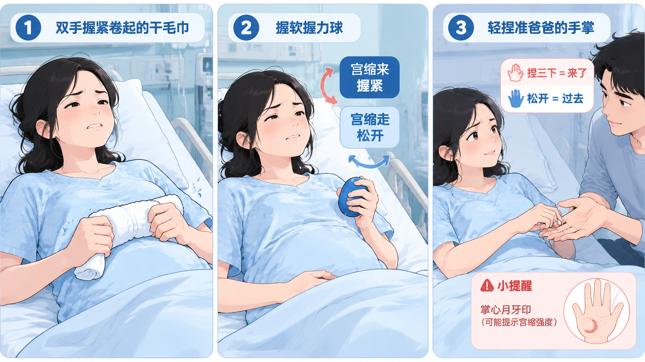 宫缩时别咬毛巾掐手心：3个替代动作把力气用对