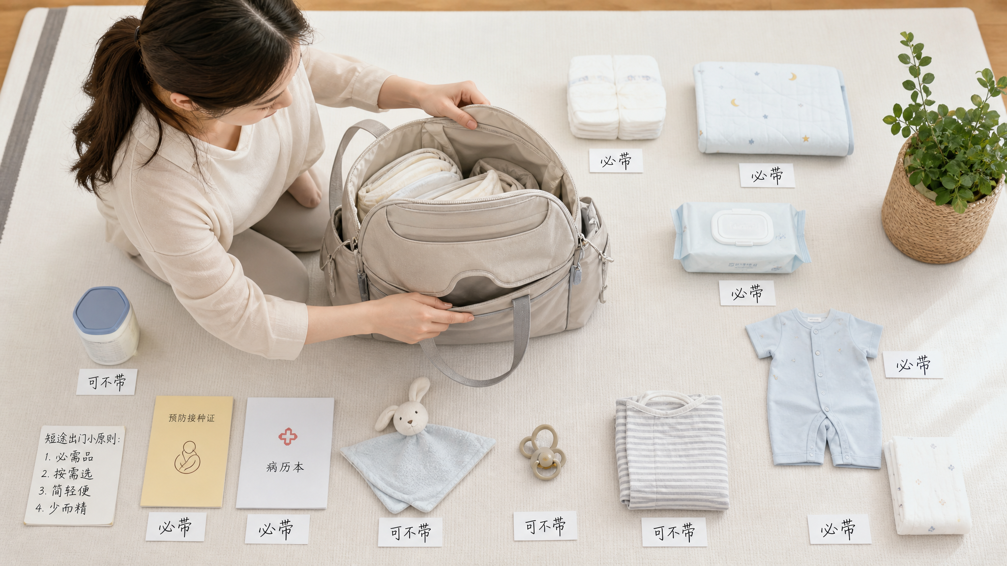 国庆返程后才懂：1-3月龄出门包越小越好