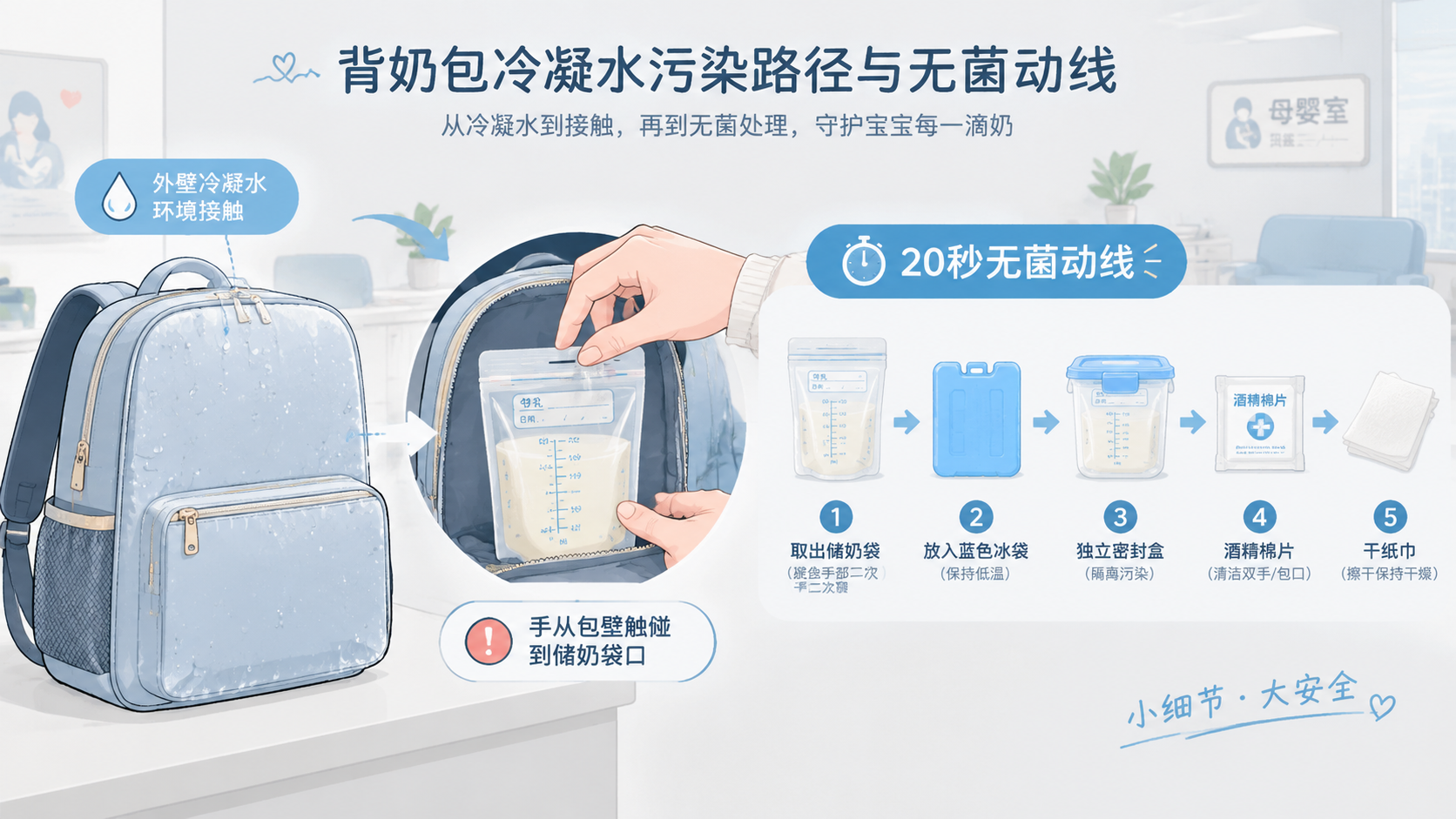 背奶包外壁的冷凝水才是隐形脏源：20秒无菌动线