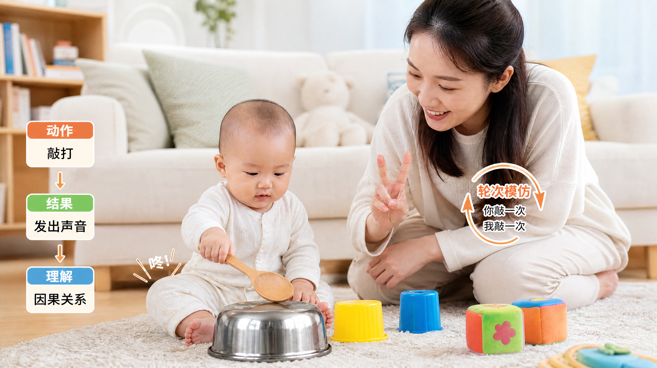 宝宝爱敲桌子不是调皮：6-10月因果认知在爆发