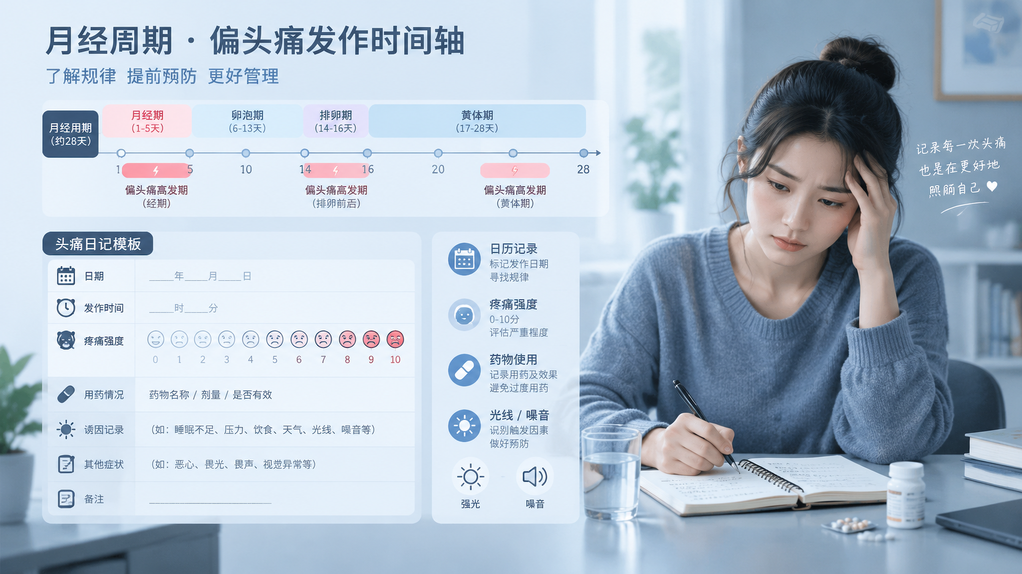 姨妈前头痛到吐怎么办：先懂CGRP，再把头痛日记写对