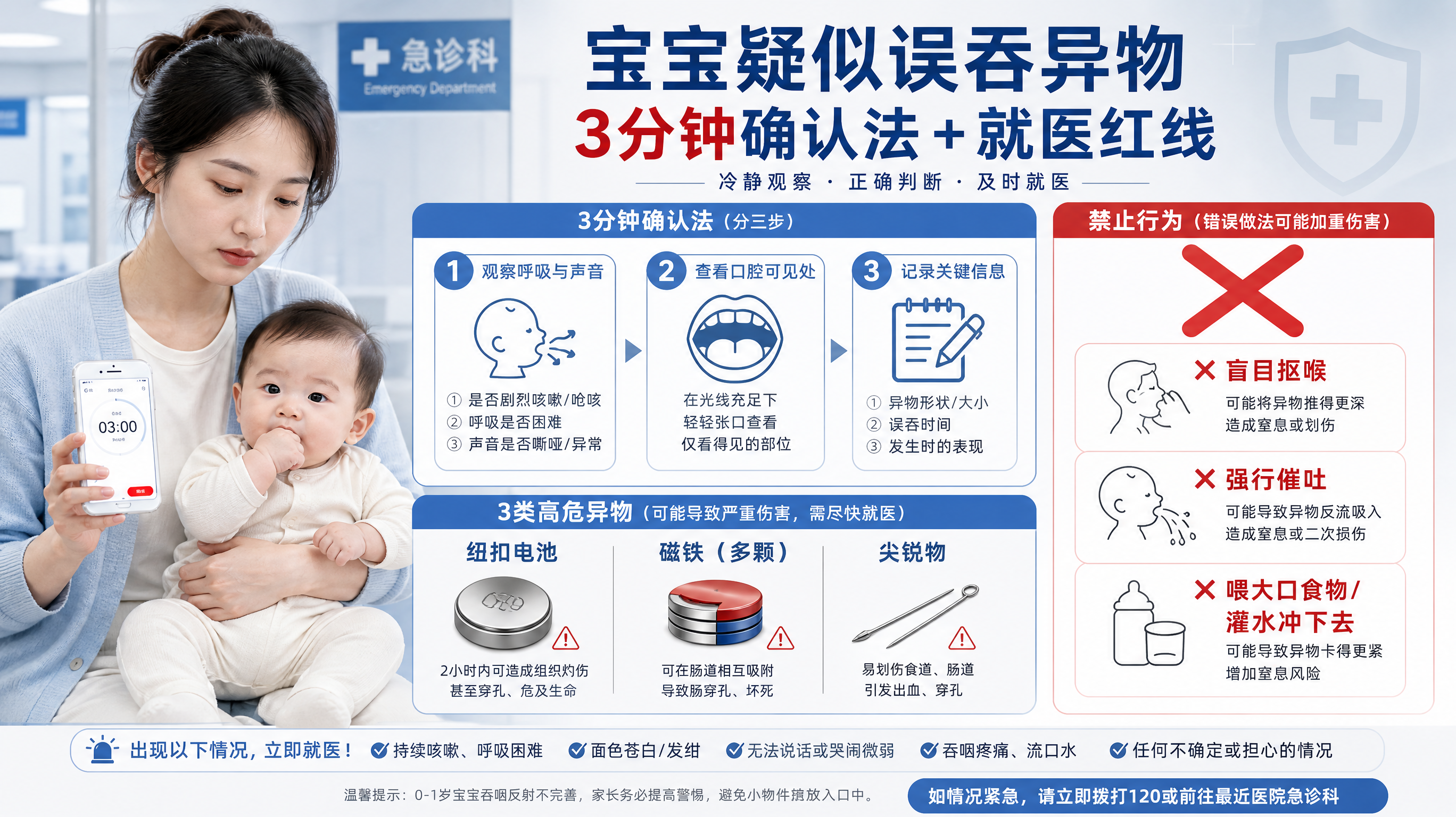 宝宝疑似吞了异物：3分钟确认法和就医红线