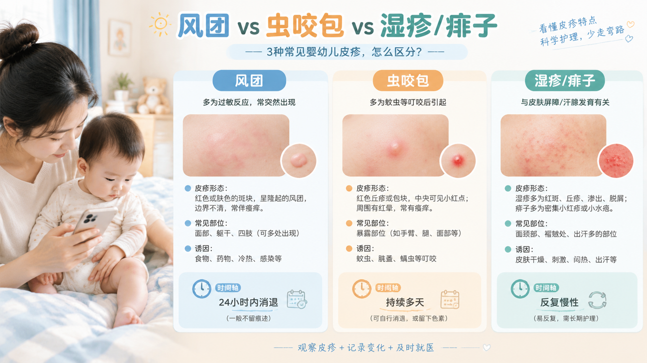 宝宝突然起一片片“蚊子包”先别慌：3步辨别风团与急过敏红线