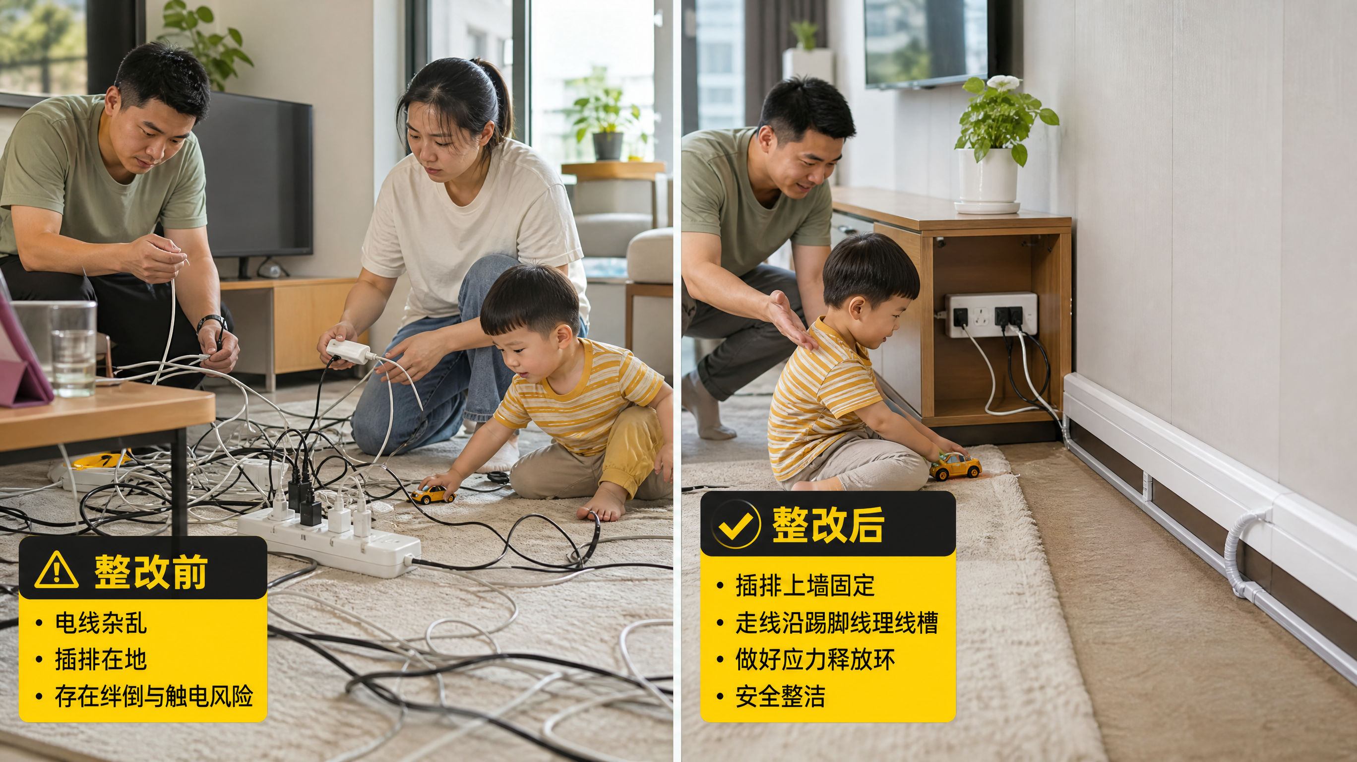插座盖不是重点：地上插排+拖线才最危险