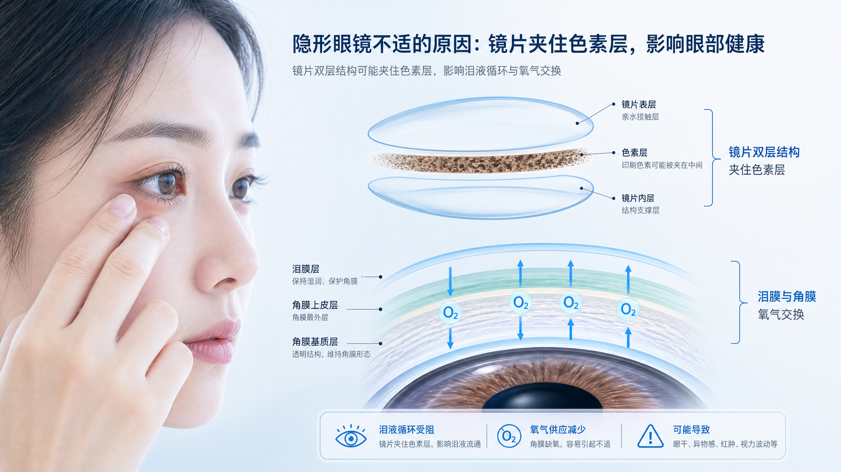 美瞳戴到眼干红？先查透氧和色素层夹层